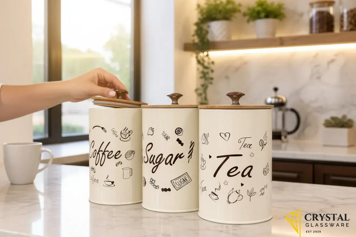 3-Piece Vintage Retro Metal Containers with Lids 